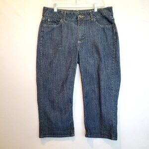 Lee Riders Women's Capri Jeans 12M Indigo Embroidery Denim Barrel Leg Western